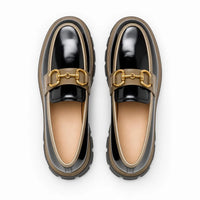 Mocassins À Plateforme Avec Une Chaîne Dorée Étincelante Pour Femmes - Studio - Top view