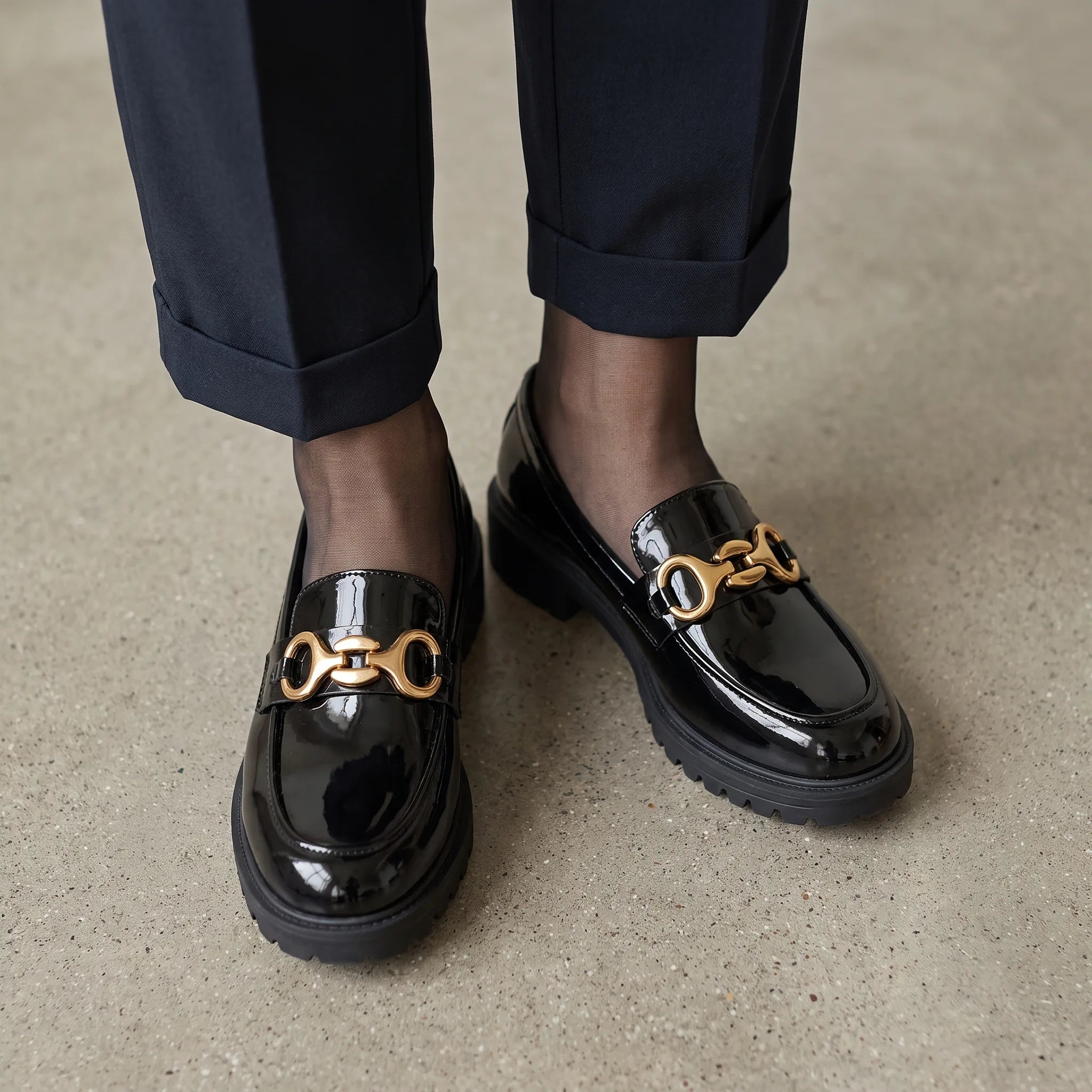 Mocassins À Plateforme De Style Britannique Pour Femme - On-foot — Top-down Worn View