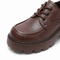 Mocassins À Plateforme En Cuir Marron Pour Femmes - Studio — Detail Close-up