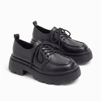 Mocassins À Plateforme En Cuir Synthétique Noir - Studio — Front 3/4 Pair