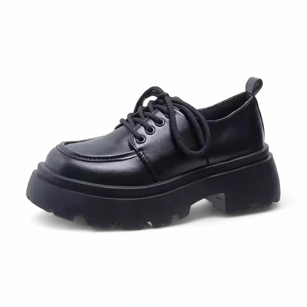 Mocassins À Plateforme En Cuir Synthétique Noir - Studio — Side Profile