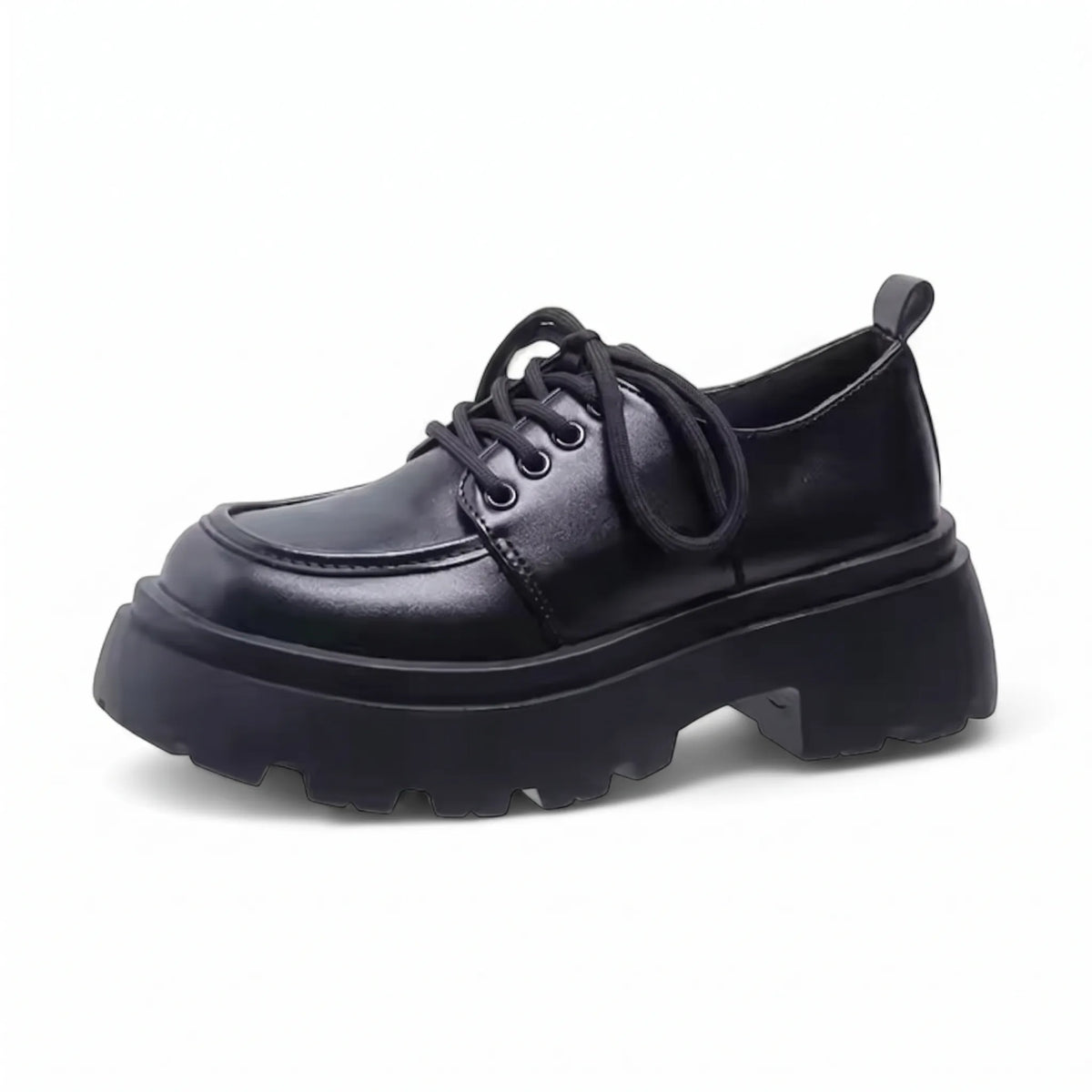 Mocassins À Plateforme En Cuir Synthétique Noir - Studio — Side Profile