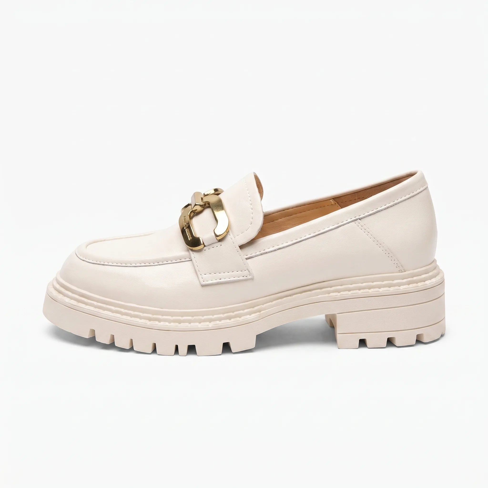 Mocassins À Plateforme En Cuir Verni Avec Chaîne Dorée Pour Femmes - Studio — Side Profile