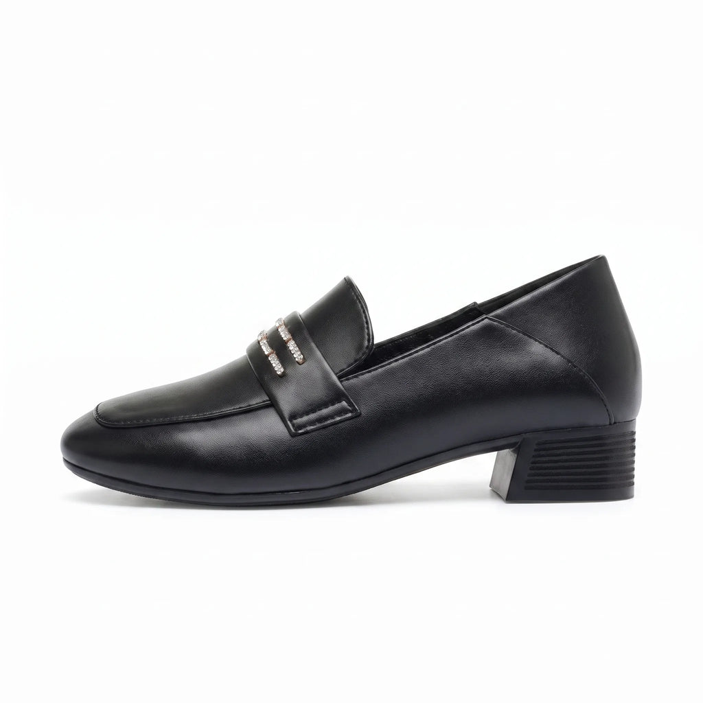Mocassins À Talon Carré Avec Une Semelle En Cuir Régénéré - Studio — Side Profile