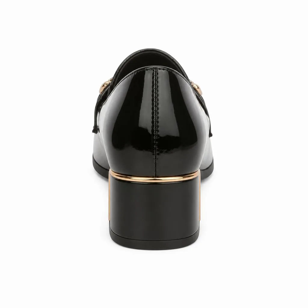 Mocassins Carrés En Cuir Véritable Pour Femmes - Studio - Behind view