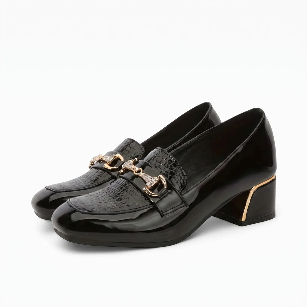 Mocassins Carrés En Cuir Véritable Pour Femmes - Studio — Front 3/4 Pair