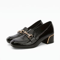 Mocassins Carrés En Cuir Véritable Pour Femmes - Studio — Front 3/4 Pair