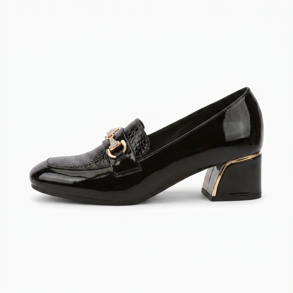 Mocassins Carrés En Cuir Véritable Pour Femmes - Studio — Side Profile