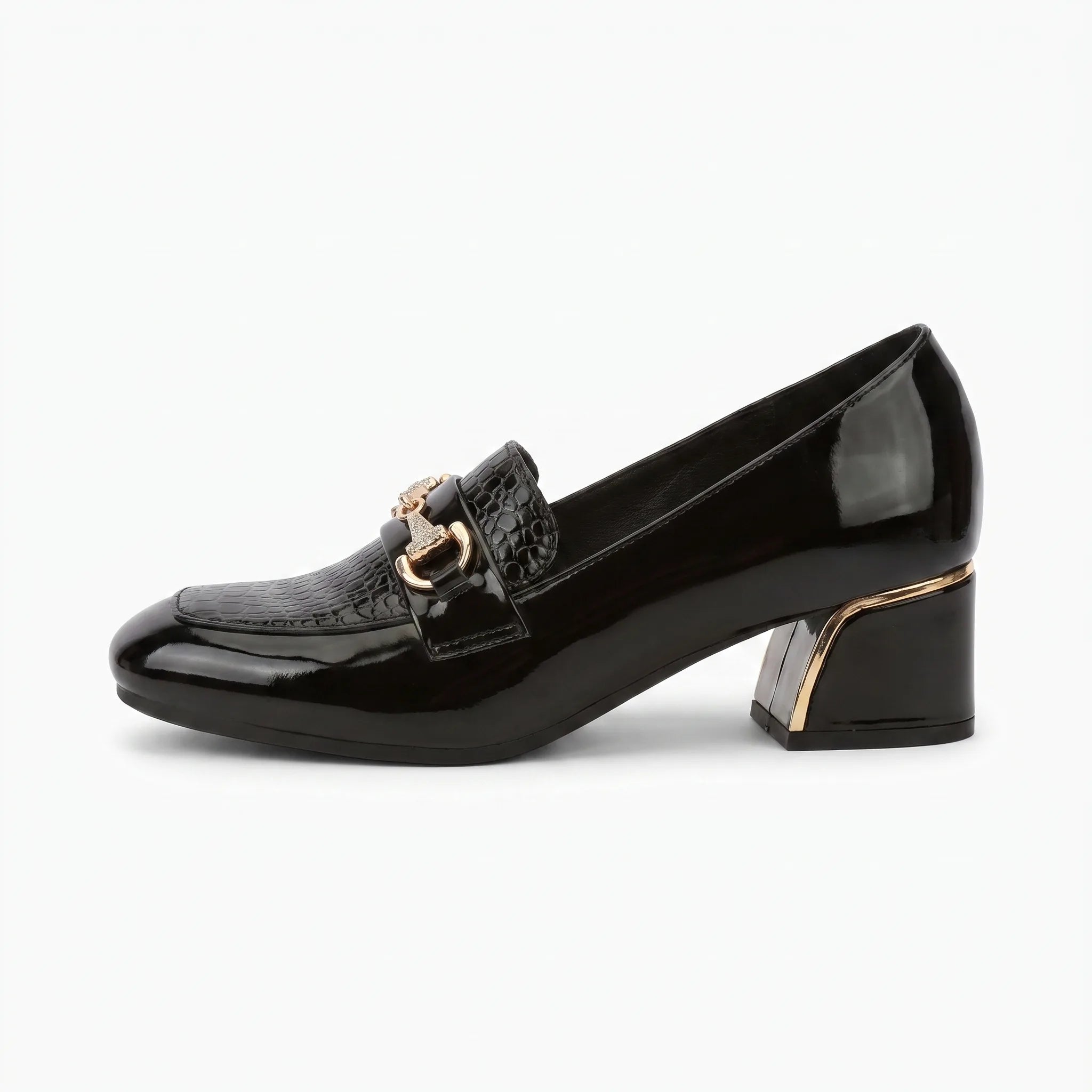 Mocassins Carrés En Cuir Véritable Pour Femmes - Studio — Side Profile