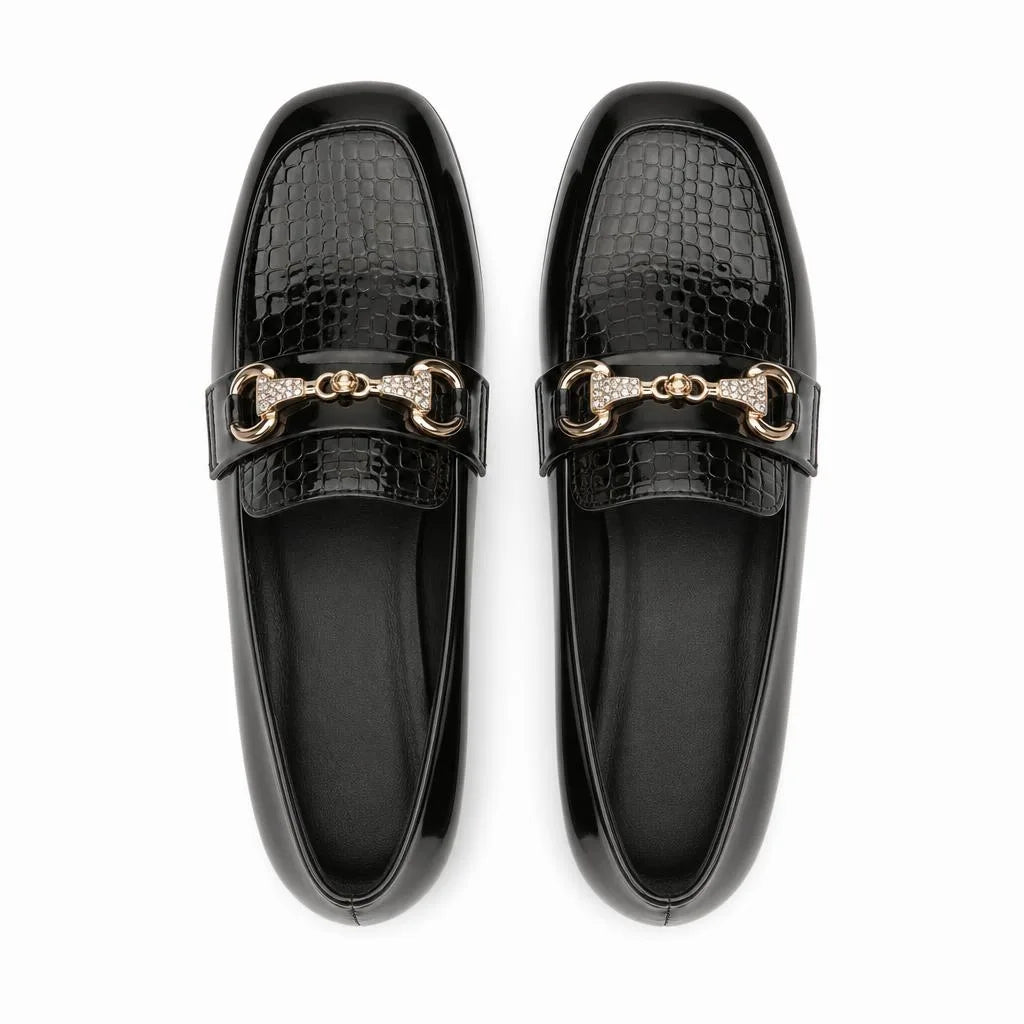 Mocassins Carrés En Cuir Véritable Pour Femmes - Studio - Top view