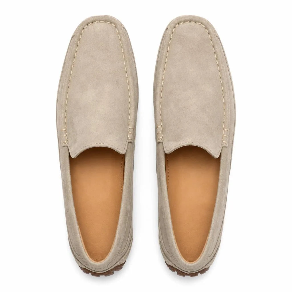 Mocassins Classiques En Cuir Véritable Respirants - Beige - Studio - Top view
