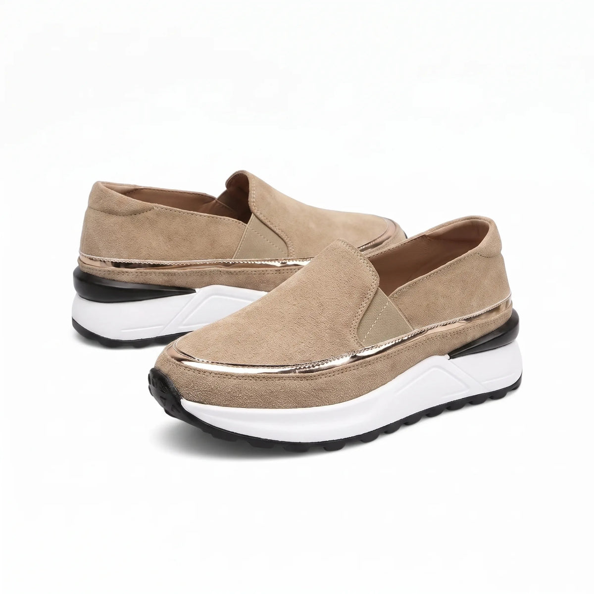 Mocassins Daim À Plateforme Compensée - Studio — Front 3/4 Pair