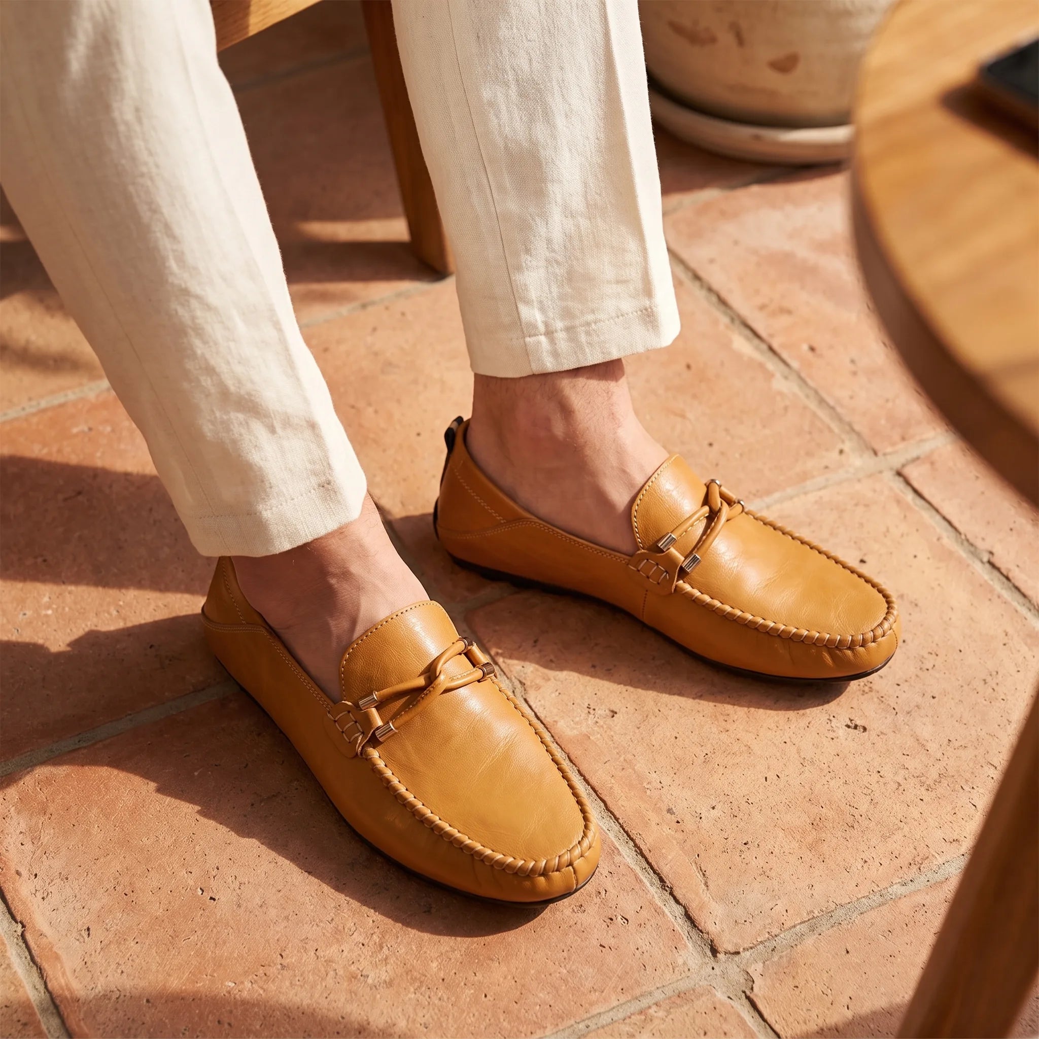 Mocassins De Mariage En Cuir Synthétique Pour Homme - On-foot — Top-down Worn View Image