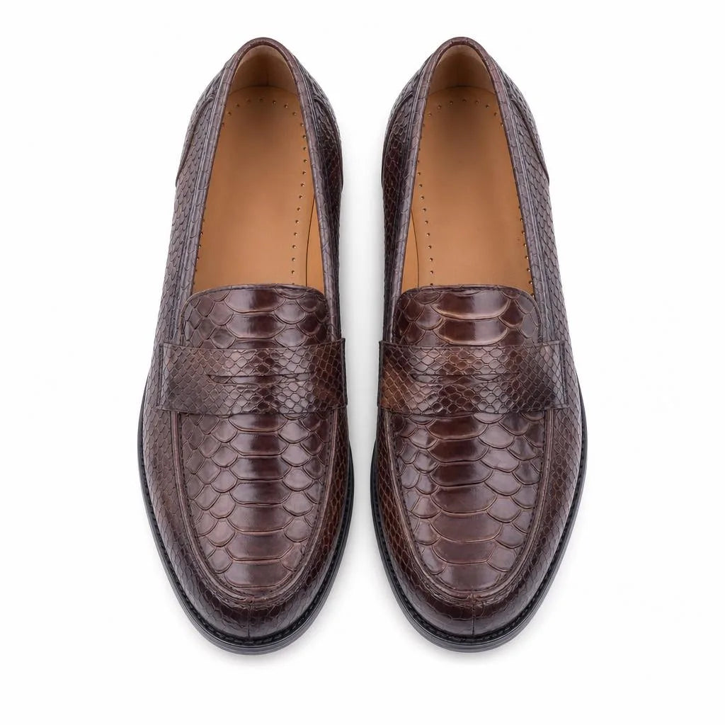 Mocassins Décontractés Marron En Cuir Véritable Pour Homme - Studio - Top view