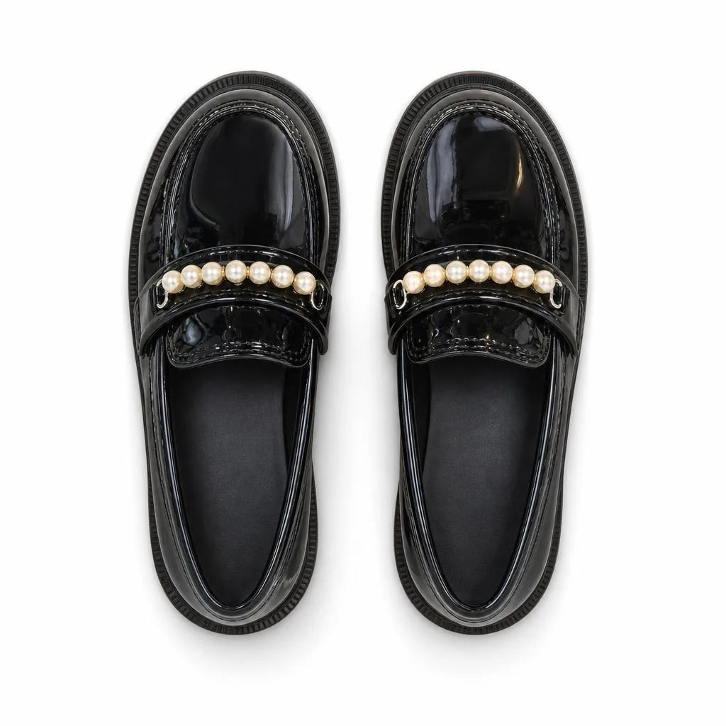 Mocassins En Cuir Et Perles Pour Filles - Studio - Top view