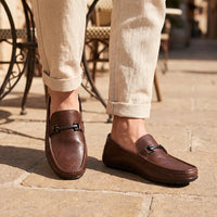 Mocassins En Cuir Véritable Avec Mors Pour Homme - On-foot — Top-down Worn View
