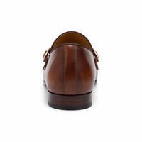 Mocassins En Cuir Véritable Marron Foncé Pour Homme - Studio - Behind view