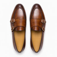 Mocassins En Cuir Véritable Marron Foncé Pour Homme - Studio - Top view