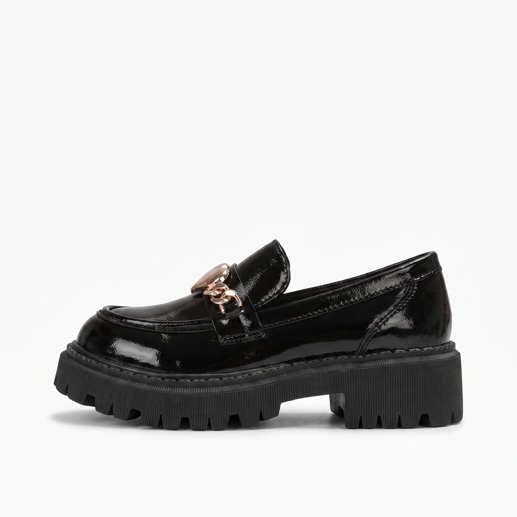 Mocassins En Cuir Verni Pour Femmes Avec Design De Cœur - Studio — Side Profile