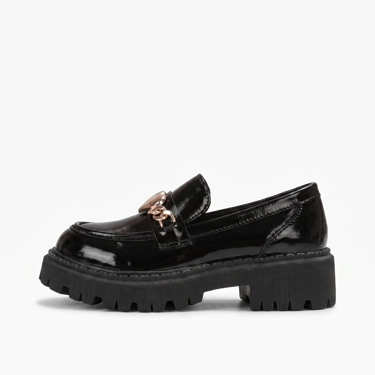 Mocassins En Cuir Verni Pour Femmes Avec Design De Cœur - Studio — Side Profile