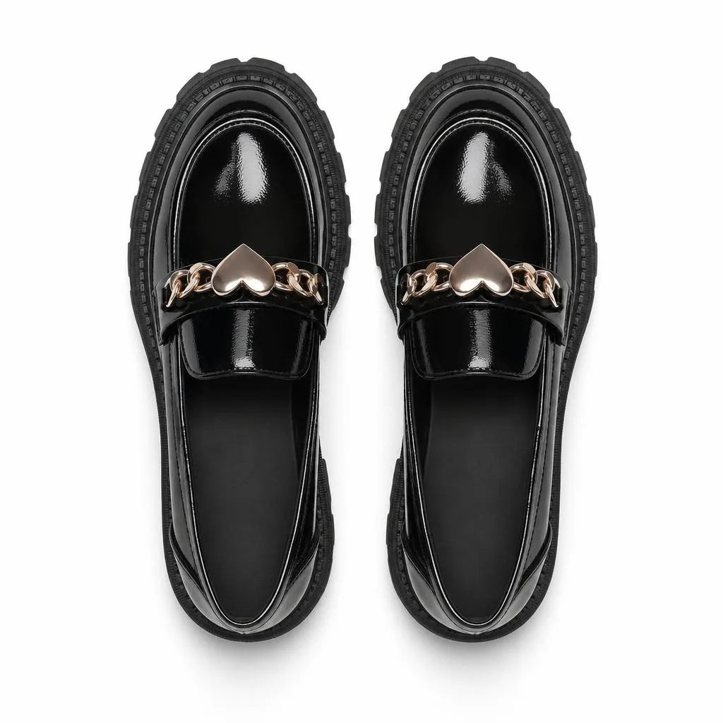 Mocassins En Cuir Verni Pour Femmes Avec Design De Cœur - Studio - Top view