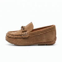 Mocassins En Daim Avec Un Nœud Marron Pour Garçons - Studio — Side Profile