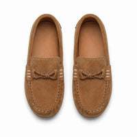 Mocassins En Daim Avec Un Nœud Marron Pour Garçons - Studio - Top view