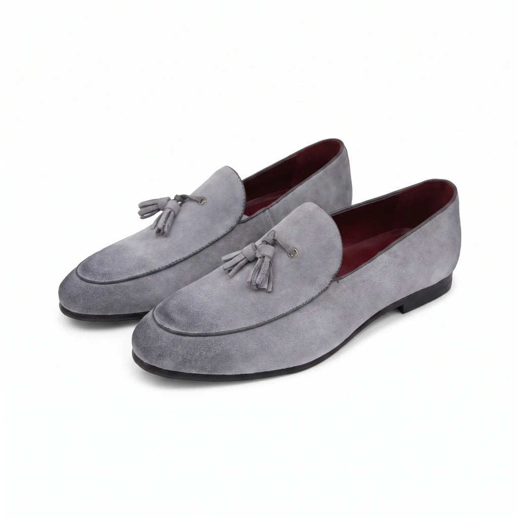 Mocassins En Daim Véritable Souple Et Classique À Glands Pour Homme - Studio — Front 3/4 Pair
