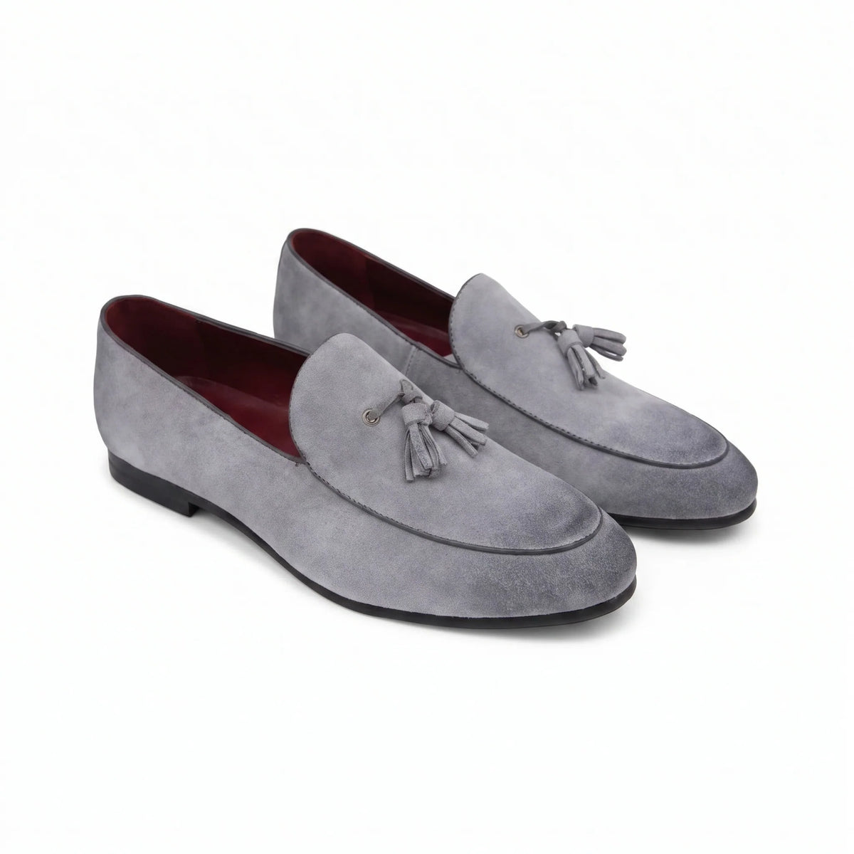 Mocassins En Daim Véritable Souple Et Classique À Glands Pour Homme - Studio — Front 3/4 Pair Image