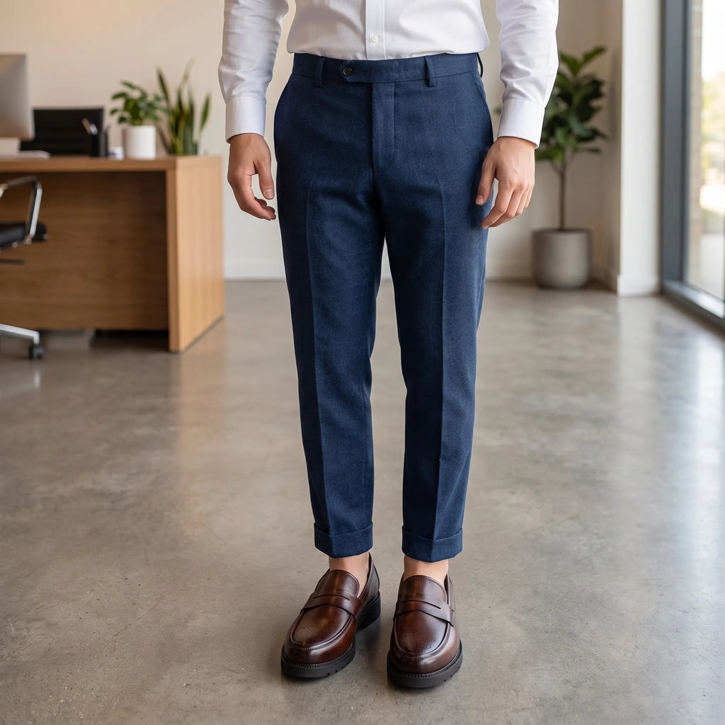 Mocassins Habillés En Cuir Véritable Pour Homme - On-foot — Top-down Worn View