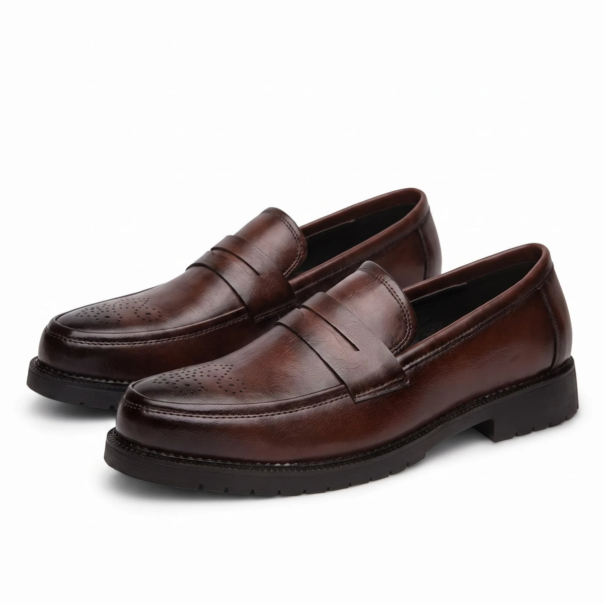 Mocassins Habillés En Cuir Véritable Pour Homme - Studio — Front 3/4 Pair