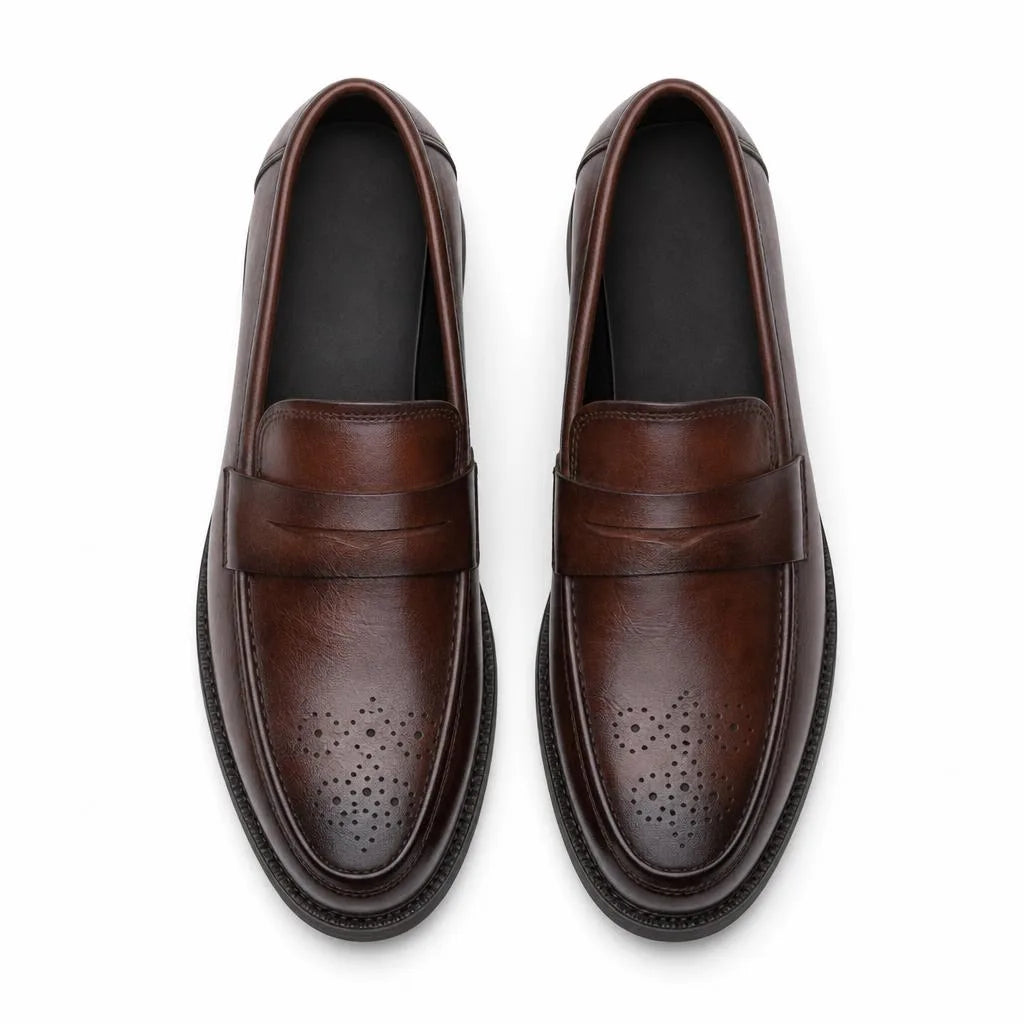 Mocassins Habillés En Cuir Véritable Pour Homme - Studio - Top view