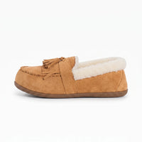 Mocassins Indiens En Daim Fourré Et Tige En Tweed - Studio — Side Profile