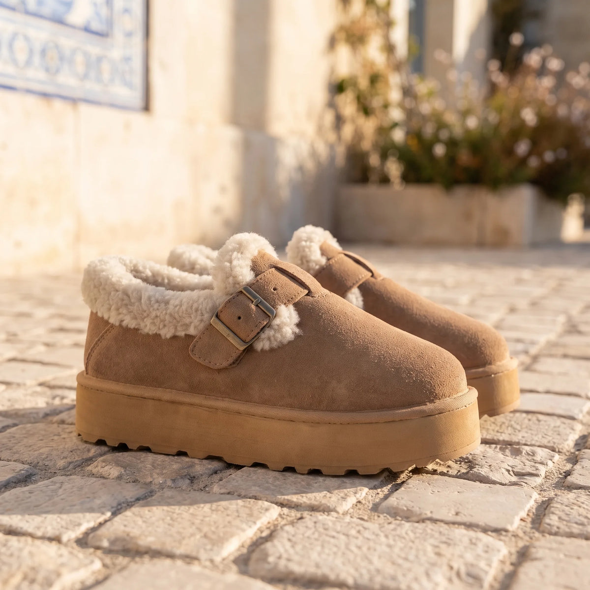 Mocassins Indiens Fourrés À Boucle - Lifestyle — Mediterranean Editorial