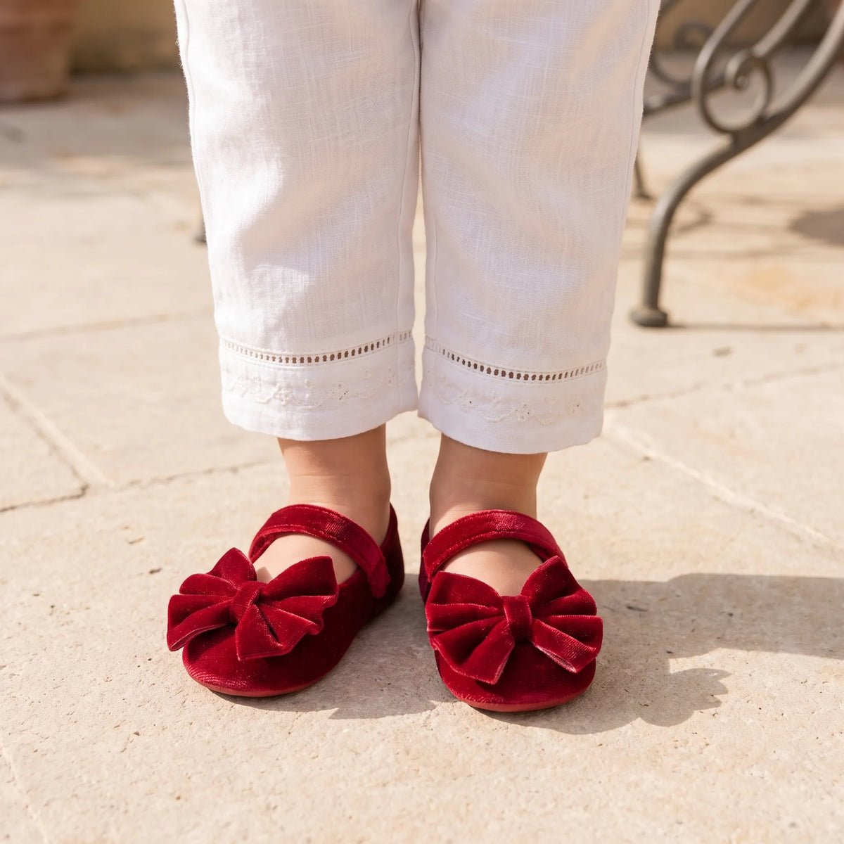 Mocassins Nœud Papillon Nouveau-Né - On-foot — Top-down Worn View
