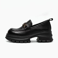 Mocassins Noirs En Cuir À Plateforme Pour Femmes - Studio — Side Profile