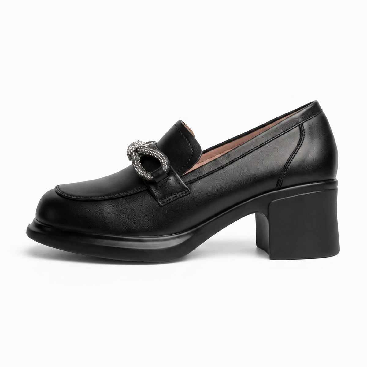Mocassins Noirs Style Britannique Avec Nœud Papillon Pour Femmes - Studio — Side Profile