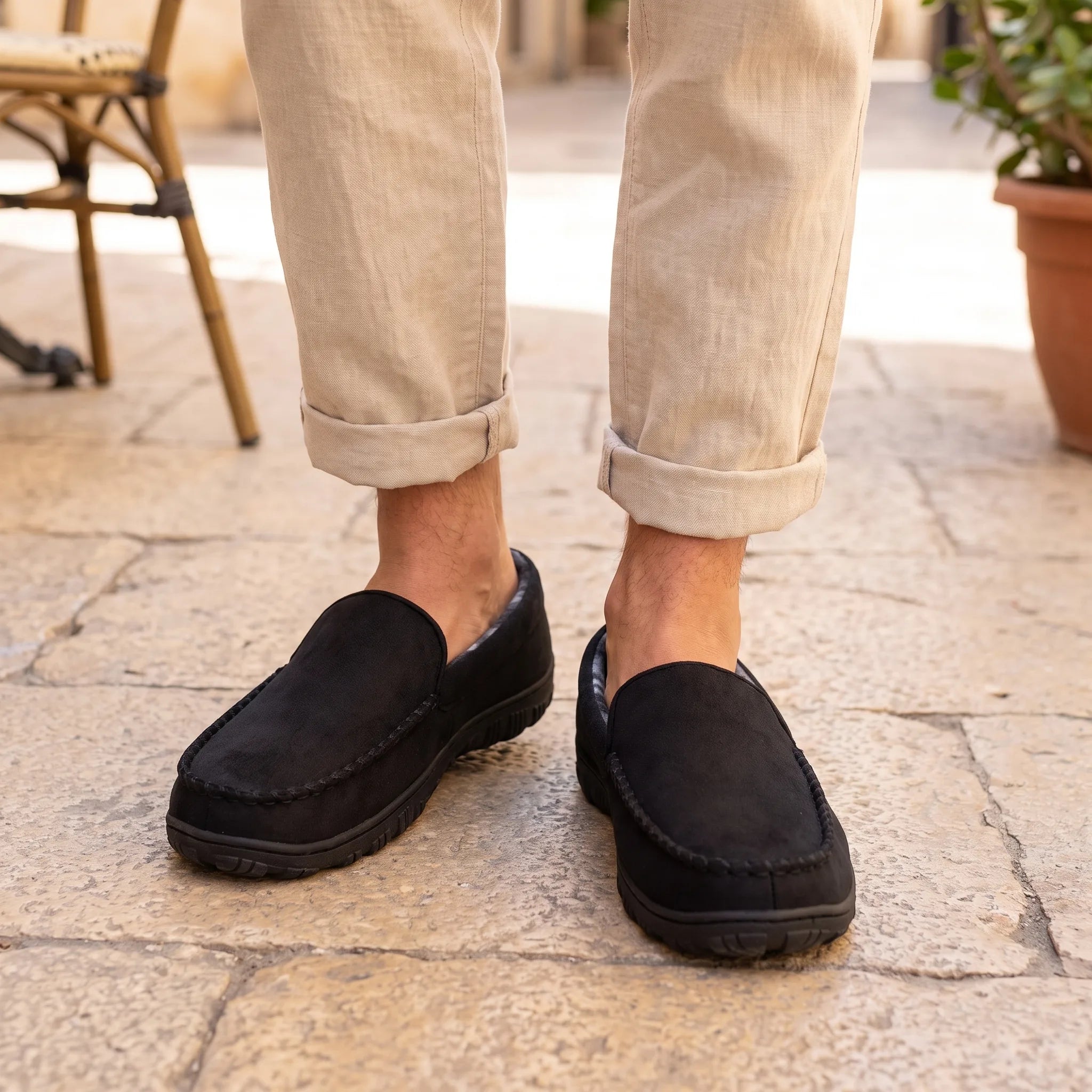 Mocassins Orthopédiques Décontractés À Enfiler Pour Homme - On-foot — Top-down Worn View Image