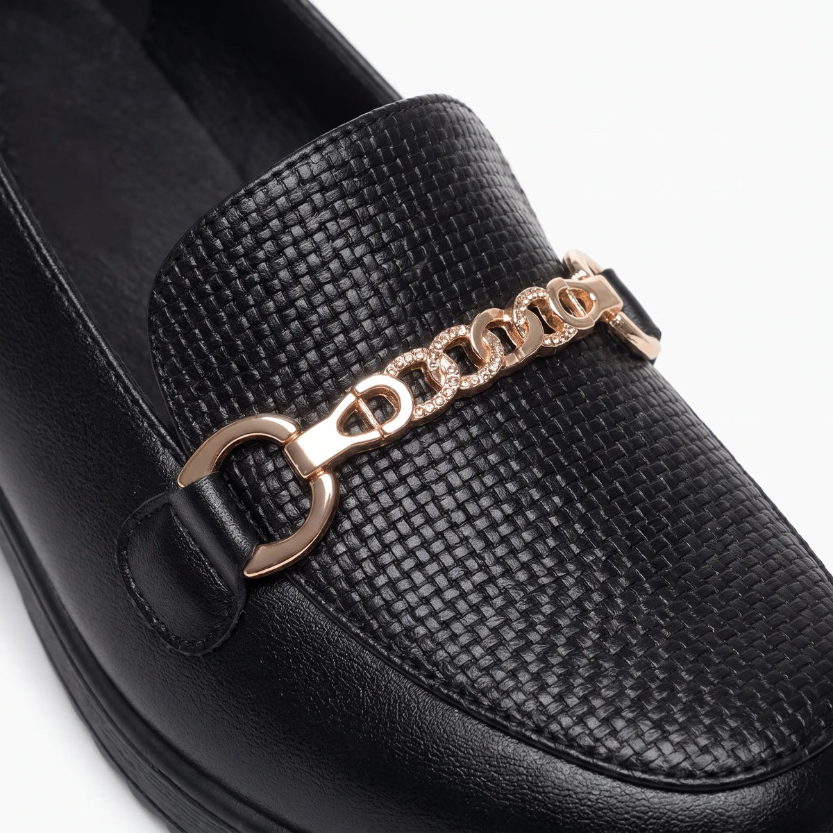 Mocassins Orthopédiques Noirs Plateforme Pour Femme - Studio — Detail Close-up