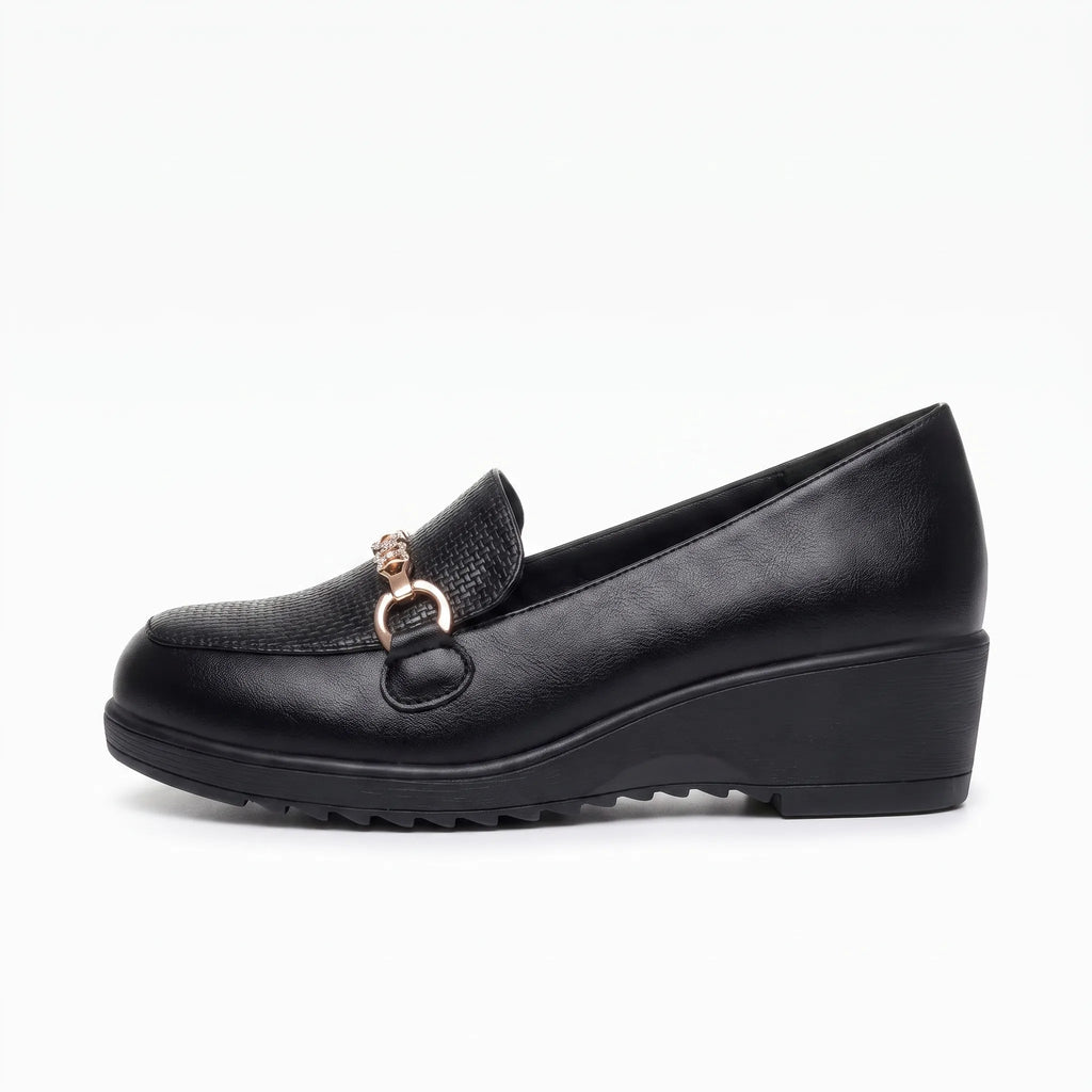 Mocassins Orthopédiques Noirs Plateforme Pour Femme - Studio — Side Profile
