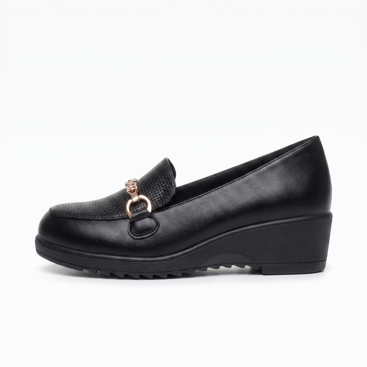 Mocassins Orthopédiques Noirs Plateforme Pour Femme - Studio — Side Profile