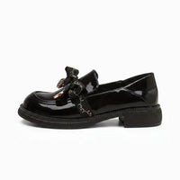 Mocassins Plateforme Nœud Papillon Noir Pour Femmes - Studio — Side Profile