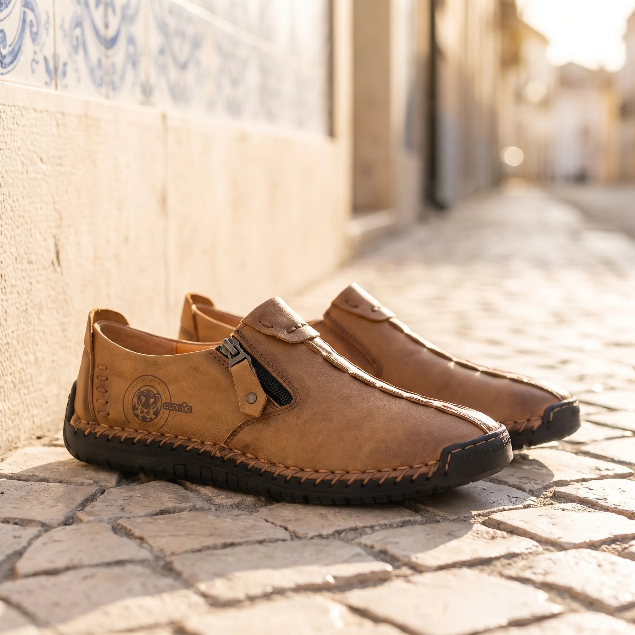 Mocassins Plats En Cuir Synthétique Pour Hommes - Lifestyle — Mediterranean Editorial