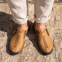 Mocassins Plats En Cuir Synthétique Pour Hommes - On-foot — Top-down Worn View