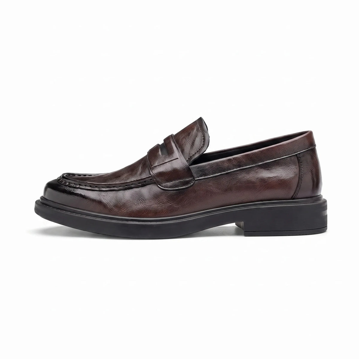 Mocassins Pour Homme En Cuir Véritable De Couleur Marron - Studio — Side Profile