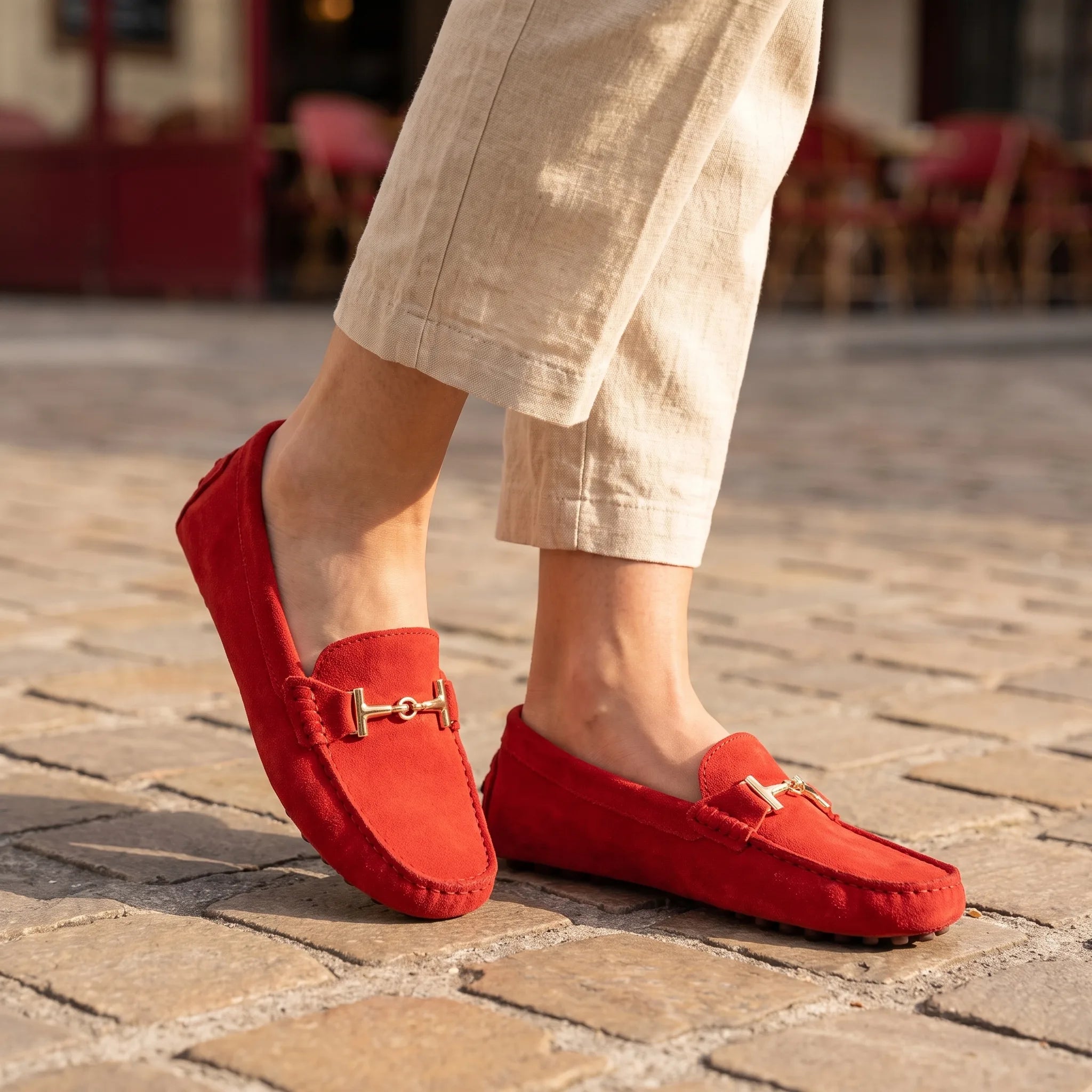 Mocassins Souples À Bout Rond Pour Femmes - On-foot — Top-down Worn View Image