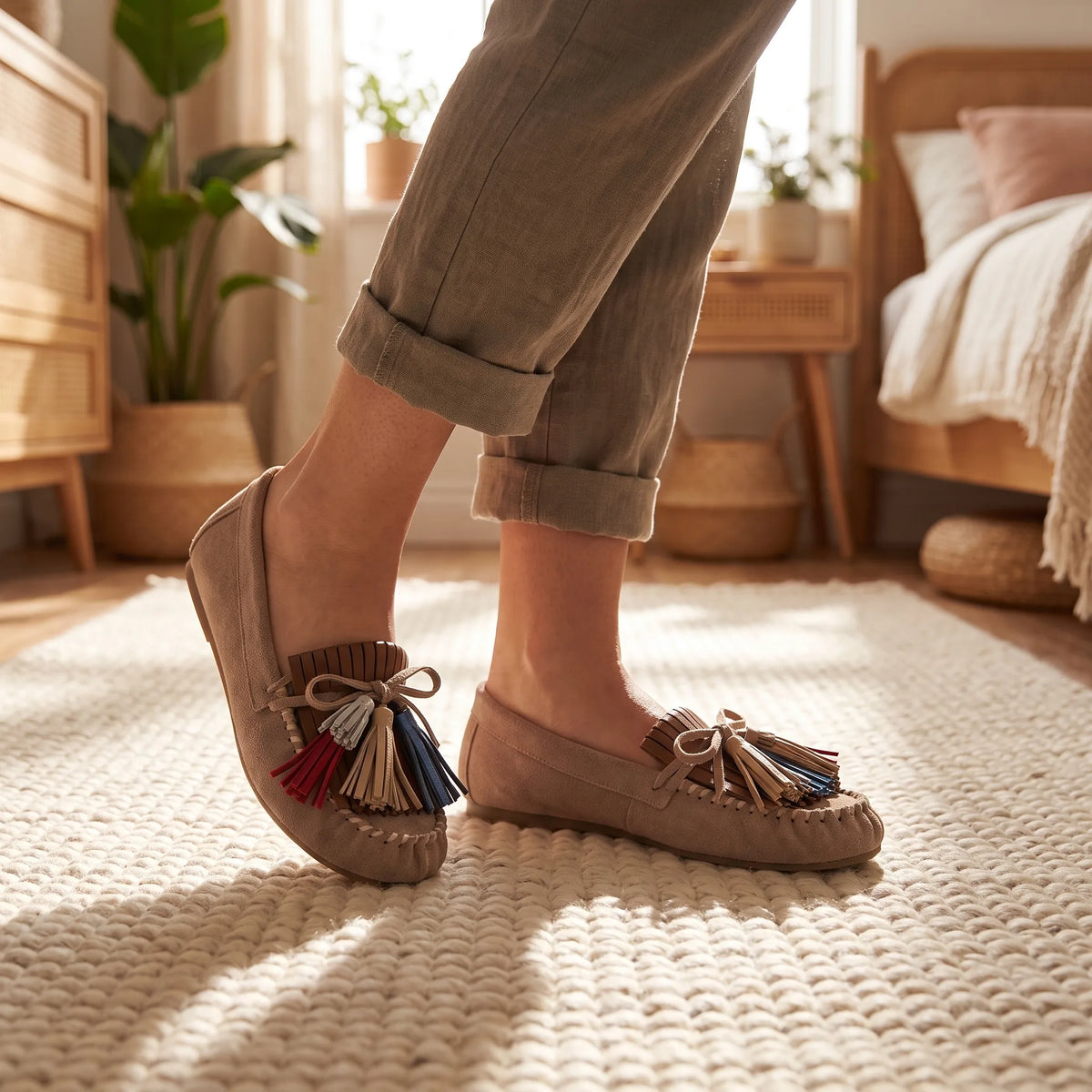 Mocassins style vintage à glands et motifs colorés en cuir pour femme - Lifestyle — Worn Editorial