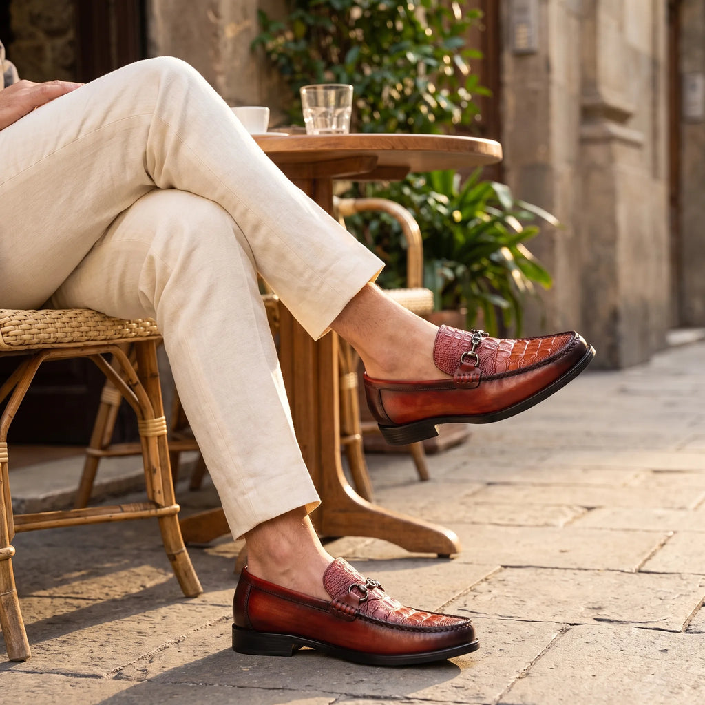 Mocassins Vernis Effet Crocodile De Luxe Pour Homme - Lifestyle — Worn Editorial