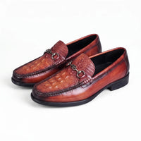 Mocassins Vernis Effet Crocodile De Luxe Pour Homme - Studio — Front 3/4 Pair