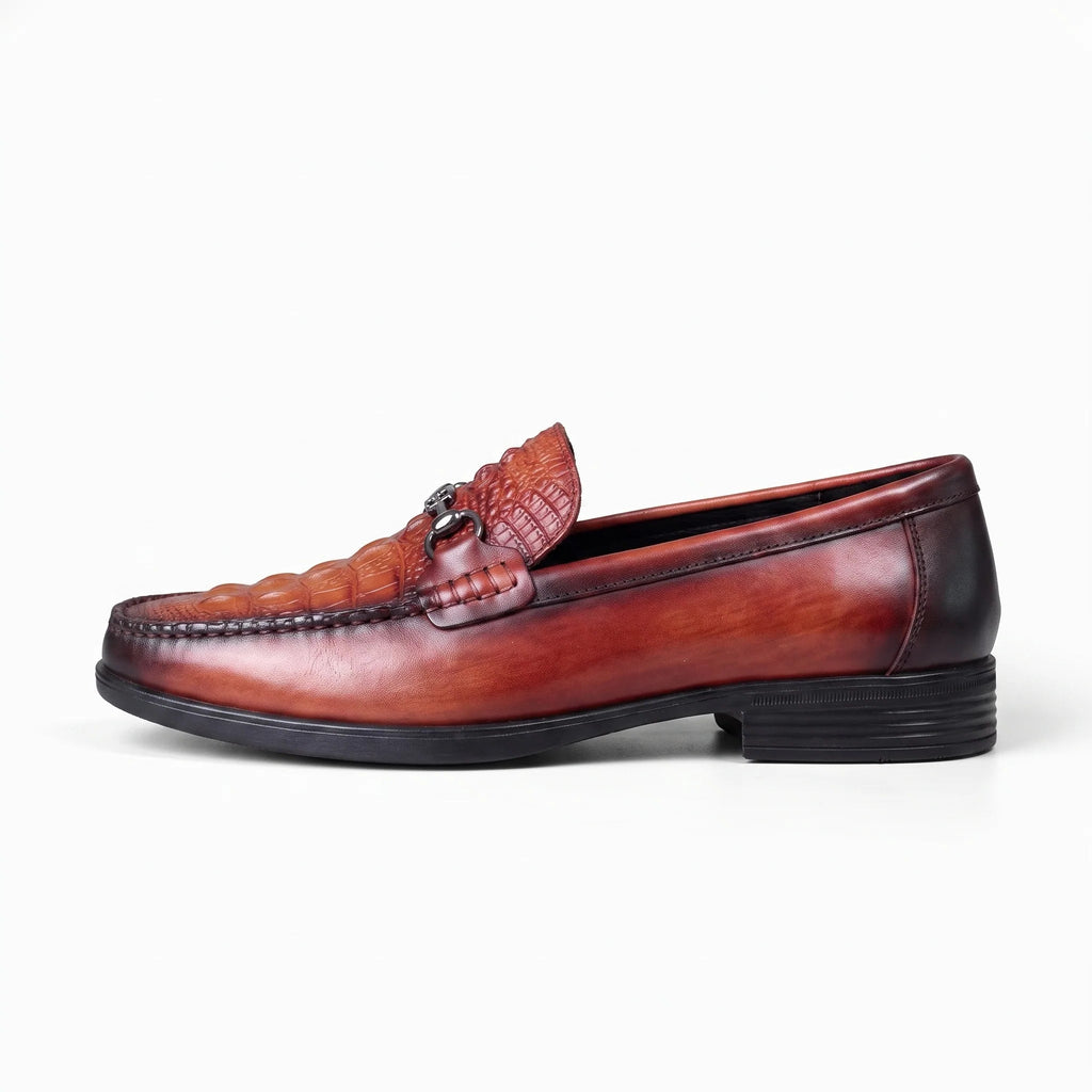 Mocassins Vernis Effet Crocodile De Luxe Pour Homme - Studio — Side Profile
